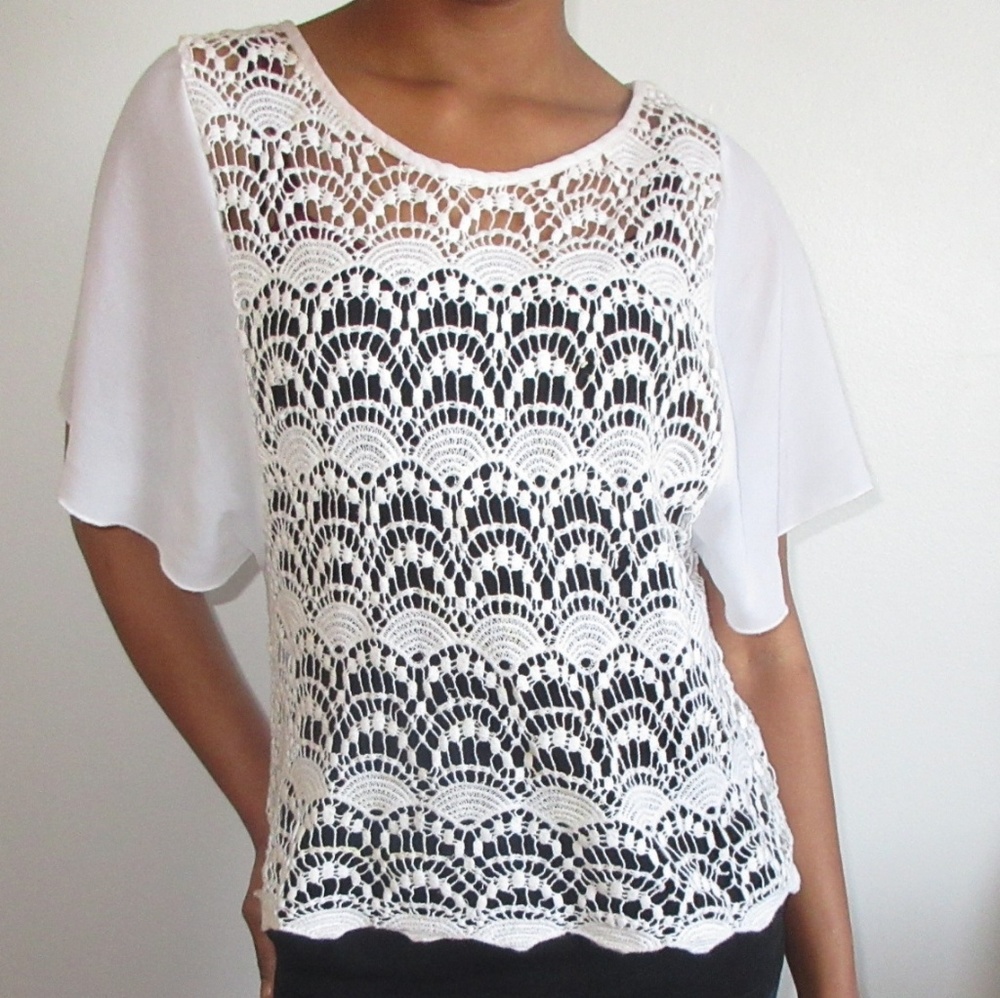 BCBGMaxAzria Lace Crochet Top White